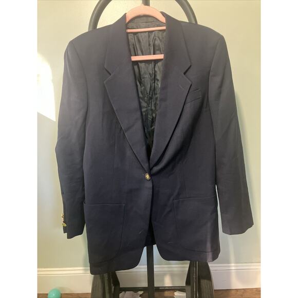 Burberry Vintage Gold Button Blazer Jacket, Burberrys 90’s Outerwear, Retro Coat - Picture 1 of 16